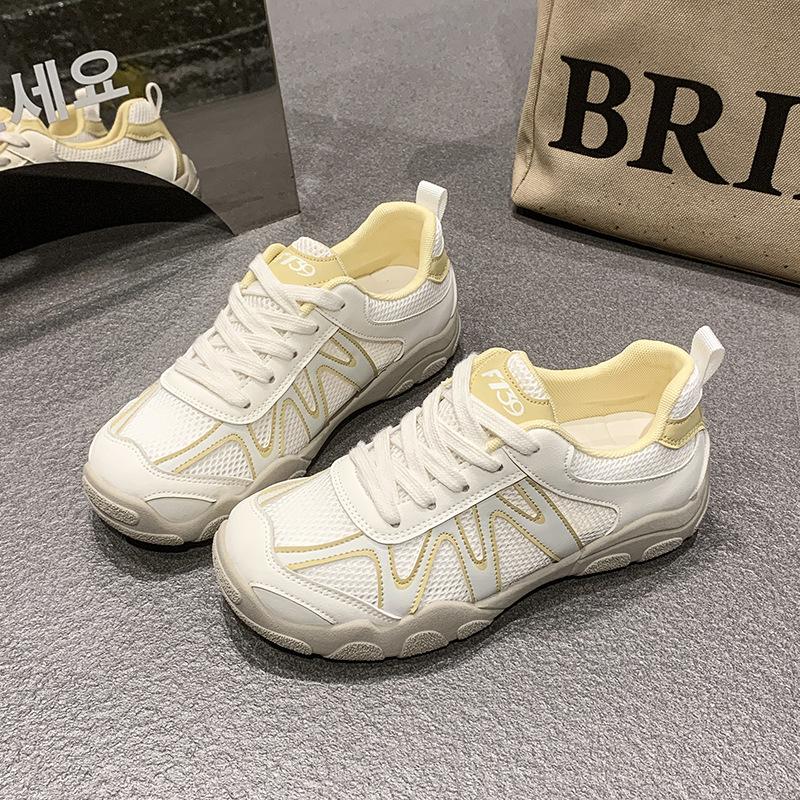 Korean version of high-end soft-soled small casual shoes 2025 summer new versatile fashion shit-stepping mesh women's shoes