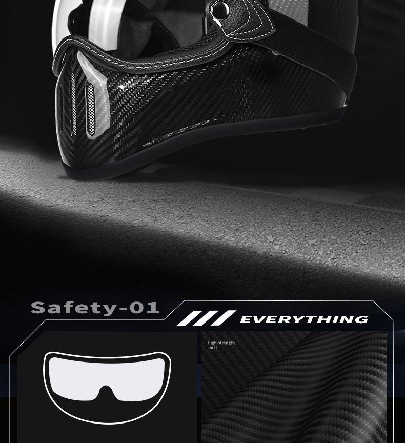 AD Retro Carbon Fiber Fiberglass Motorcycle Helmet for Cruiser, Scooter, and Moped