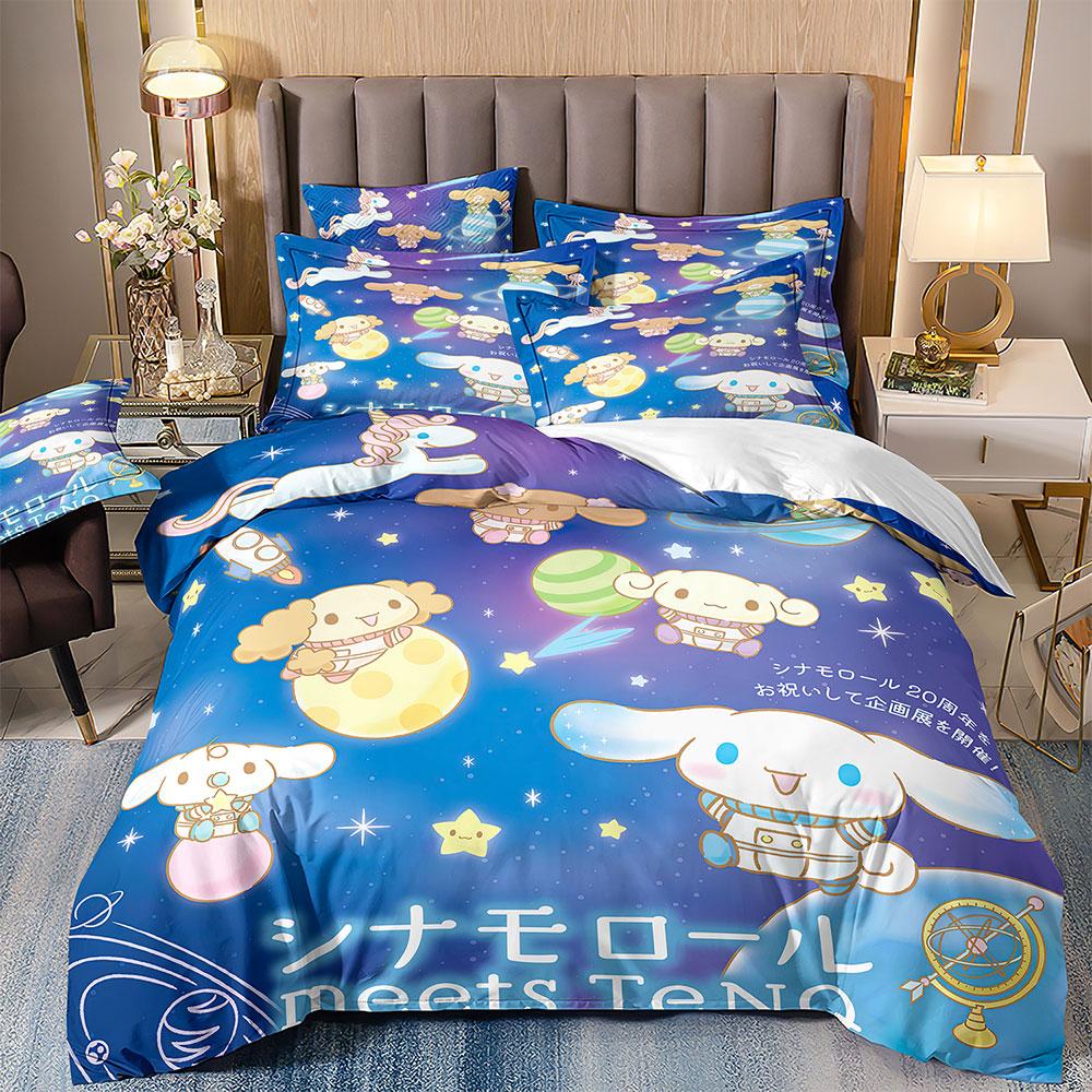 Niedliche Cinnamoroll Bettwäschesets Steppdecke Bettbezug Bettdecke Bettbezug Kissenbezug 2-3-teilige Sets Teenager Kindergeschenke