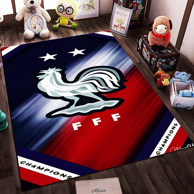 French Rooster Emblem Design Rug Non-slip Rug Suitable for Living Room and Bedroom Sofas