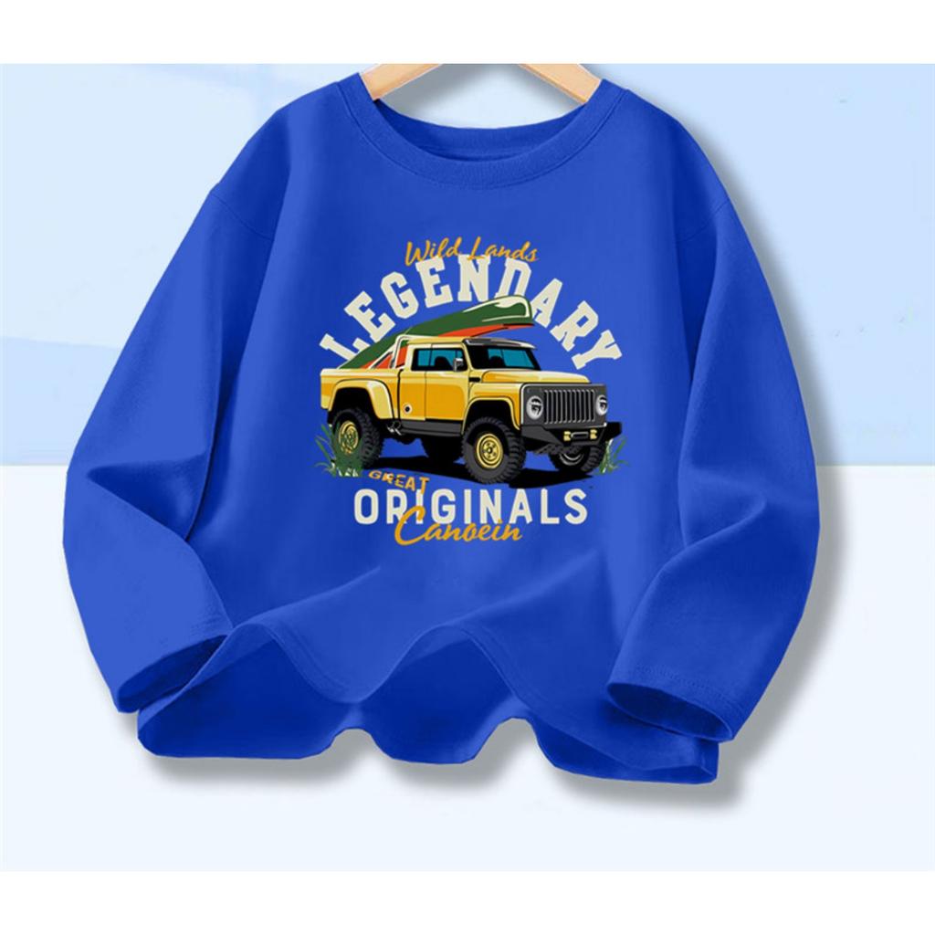 Off Road Cartoon Car Print Graphic Tops for Women, Spring Autumn Women's Long Sleeve Pickup Truck Tees