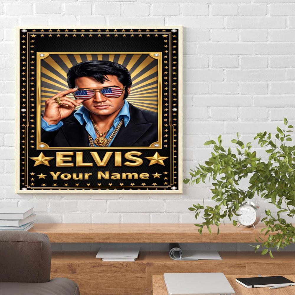 Elvis Presley Customize Your Name Diamond Painting Round Diamond Rhinestones Mosaic Diamond Embroidery Wall Paintings Rhinestones Gift Frameless