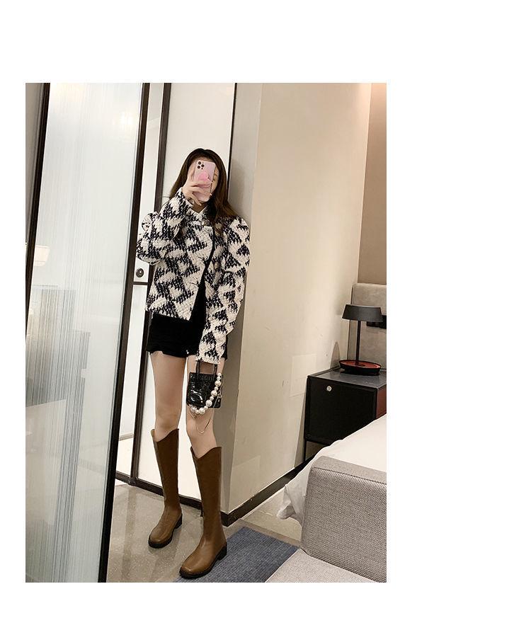 V-Mouth Knee-High Women's Knight Boots, 2025 Spring/Autumn, Low-Heel Chunky High-Leg Winter Martin Boots