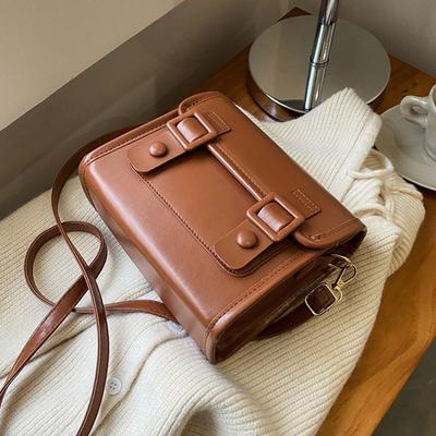 Vintage Ladies Messenger Bags Fashi Satchels Pu Leather Women's Shoulder Bag Solid Color Female Handbags Small Square Purse