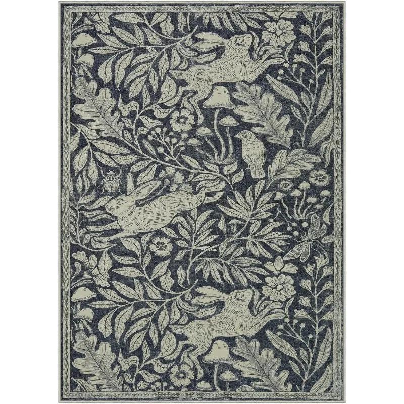 

Living Room Carpet Soft Washable Rugs for Dining Room Vintage Print Green Bedroom Carpets Stain Resistant Coffee Table Floor Mat 50x80cm (19x31inch)