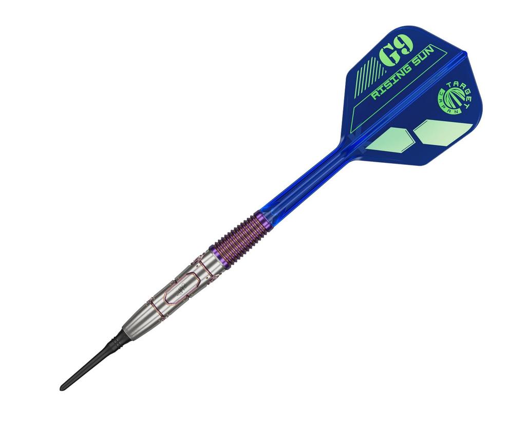 Target Japan Rising Sun G9 95% Tungsten K-Flex No.5 Soft Tip Dart Set, 22G | Rising Sun G9 K-Flex No.6 Shape Flights and Shafts, Black No.5