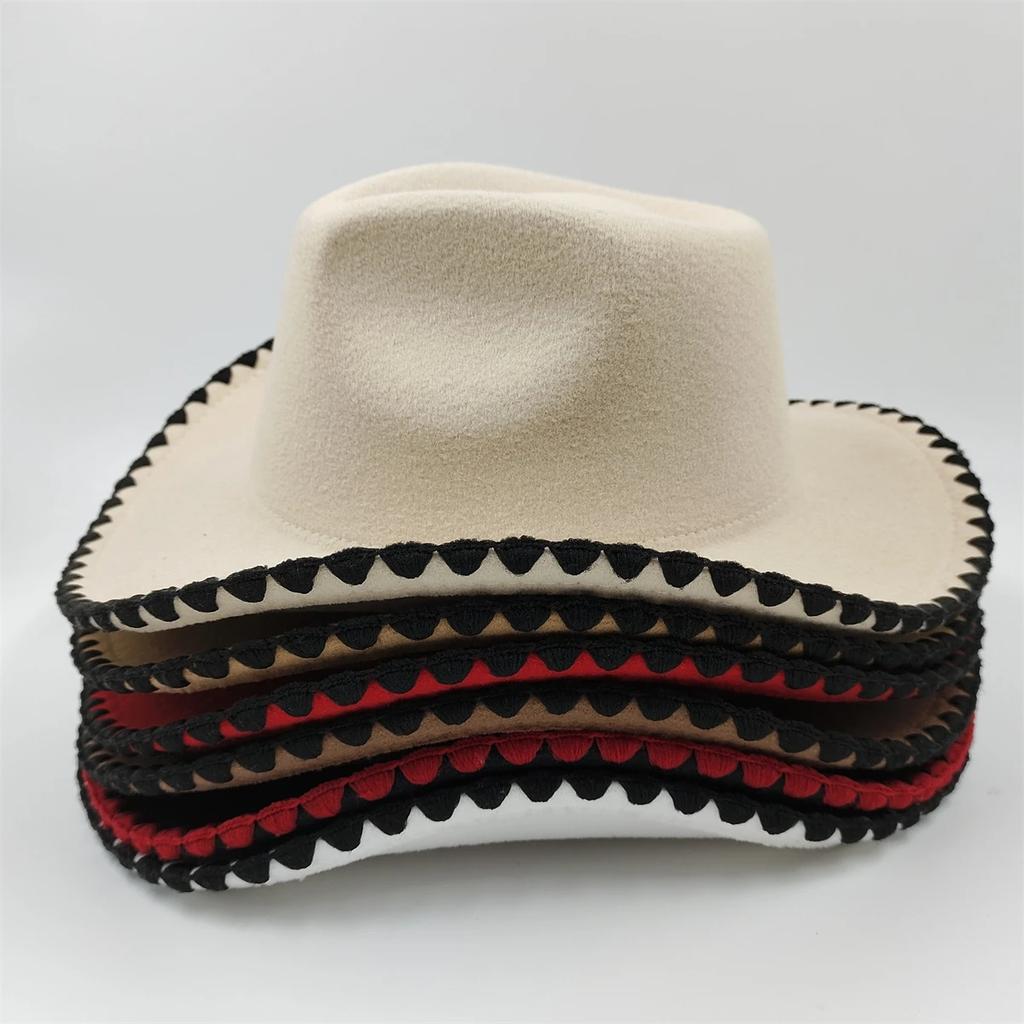 2023 New Wrapped Western Cowboy Hat Men's and Women's Jazz Cowboy Hat with Leather Wide Brim Church Panama Fedora Hat
