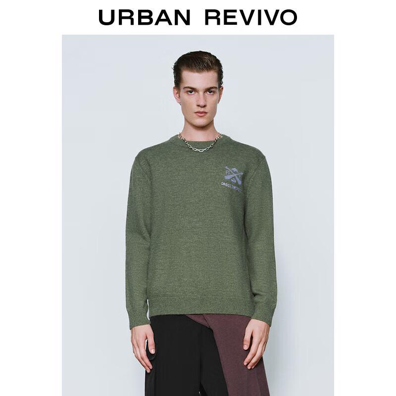 

UR Men s Color Block Jacquard Round Neck Knit Sweater S