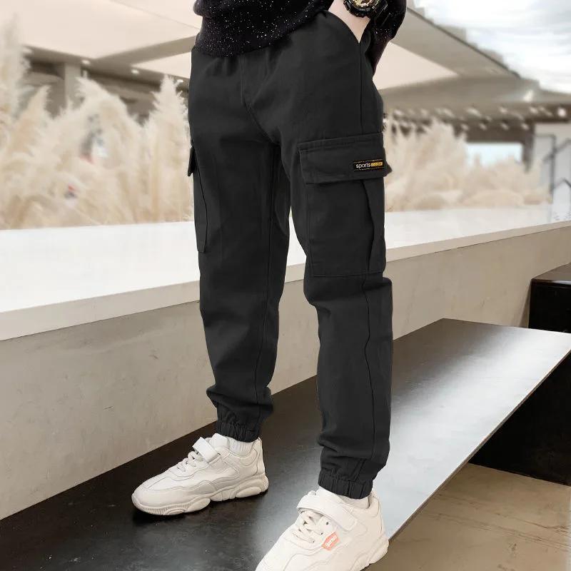 4-12 Years Spring Autumn Boys Pants Letter Casual Long Style Trousers for Kids 3 Color Teenage Children Sport Pants