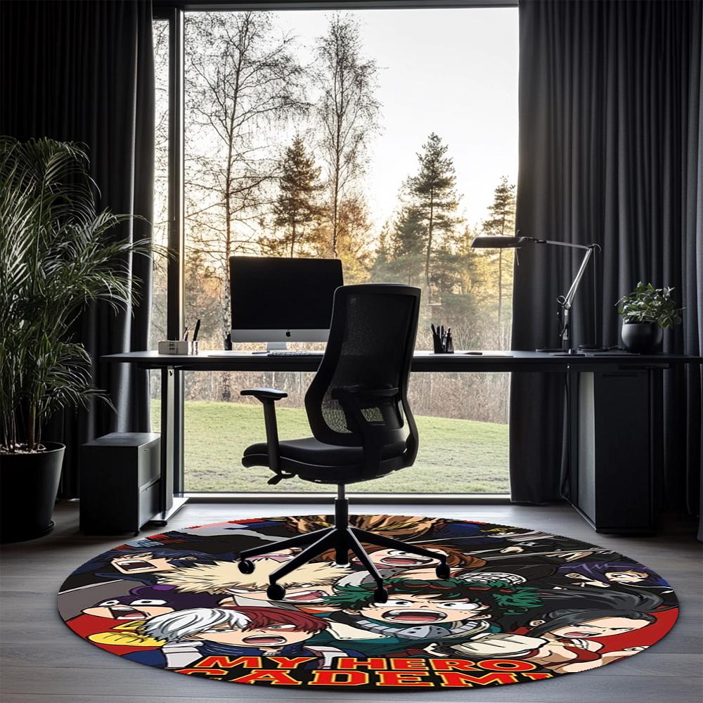 My Hero Academia Printed Round Rug Carpet Chair Rug Area Rug Entryway Doormats,for Office Chair Living Room Bedroom Kitchen Room.
