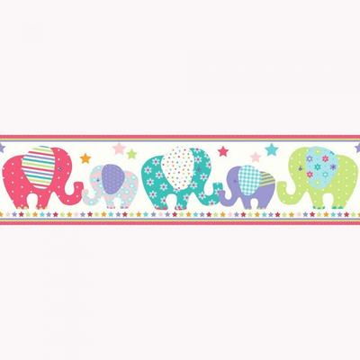 Patchwork Elephant Wallpaper Border