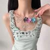 Multi Layered Flower Collarbone Chain Spiral Zinc Zinc Alloy Neck Personalized Iris Flower Necklace  Daily