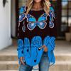 Women Long Sleeve Tunic Top Print Crew Neck Loose Fit Blouse With Pockets Casual Daily Wear Ladies Tops