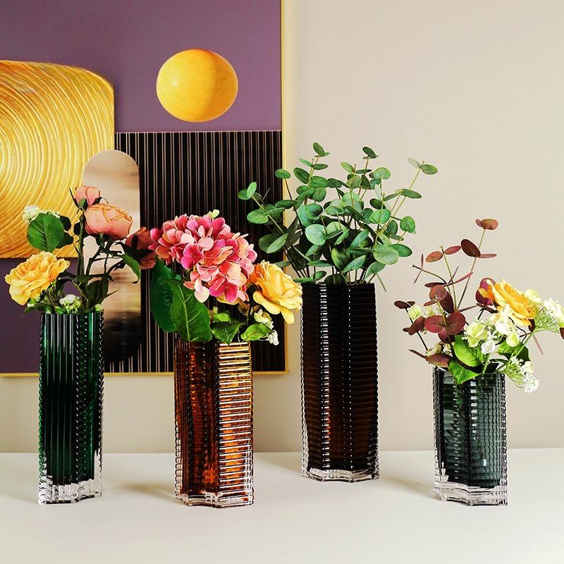 Transparent Glass Vase Geometric Triangular Flat Shape Flower Vase Hydroponics Terrarium Flowerpot Vases Pots Home Decoration