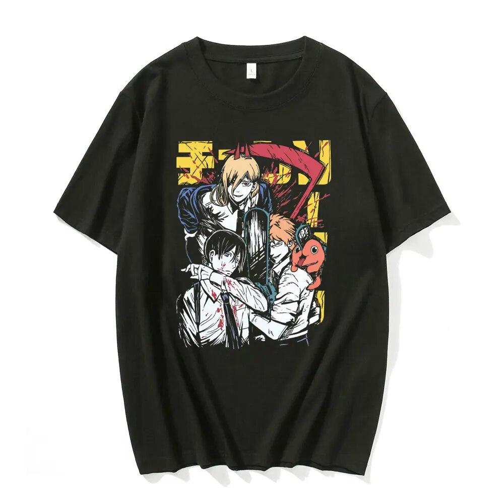 Muž motorovou pilou MAKIMA Japonské anime tričko Unisex Manga Trička s grafikou Trička Funny Cartoon Tričko Unisex Hip Hop Trička Unisex