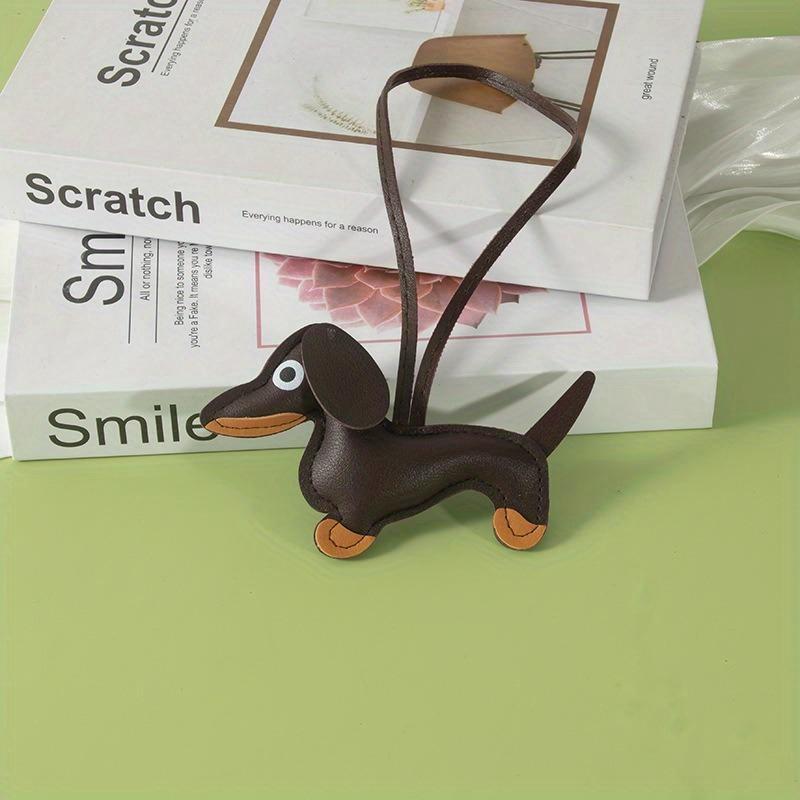 Classic Cute Leather Puppy Dog Hanging Accessories Lovely Dachshund Bag Charm Phone Pendant Trinket Keychain Accessories