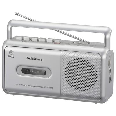 OHM Electric AudioComm Mono Radio Cassette Recorder/Cassette Deck, Silver, RCS-531Z (03-5010)