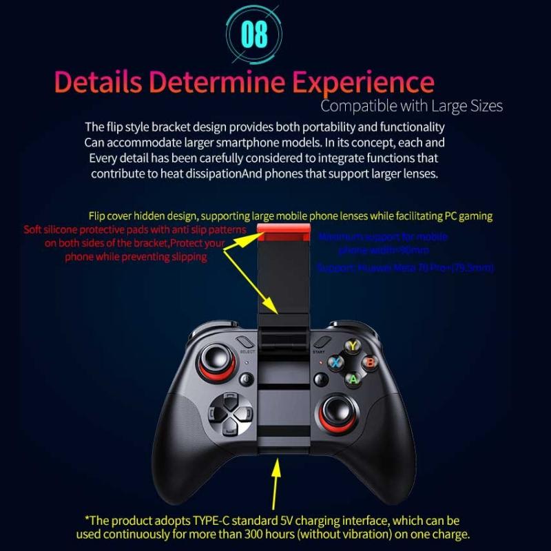 Mocute-054M Kabelloser Bluetooth-Gamepad – Extrem niedrige Latenz, Vollständige Plattform-Dominanz, Bluetooth 5.3 Gaming-Joystick für Android / IOS / PC, TYPE-C