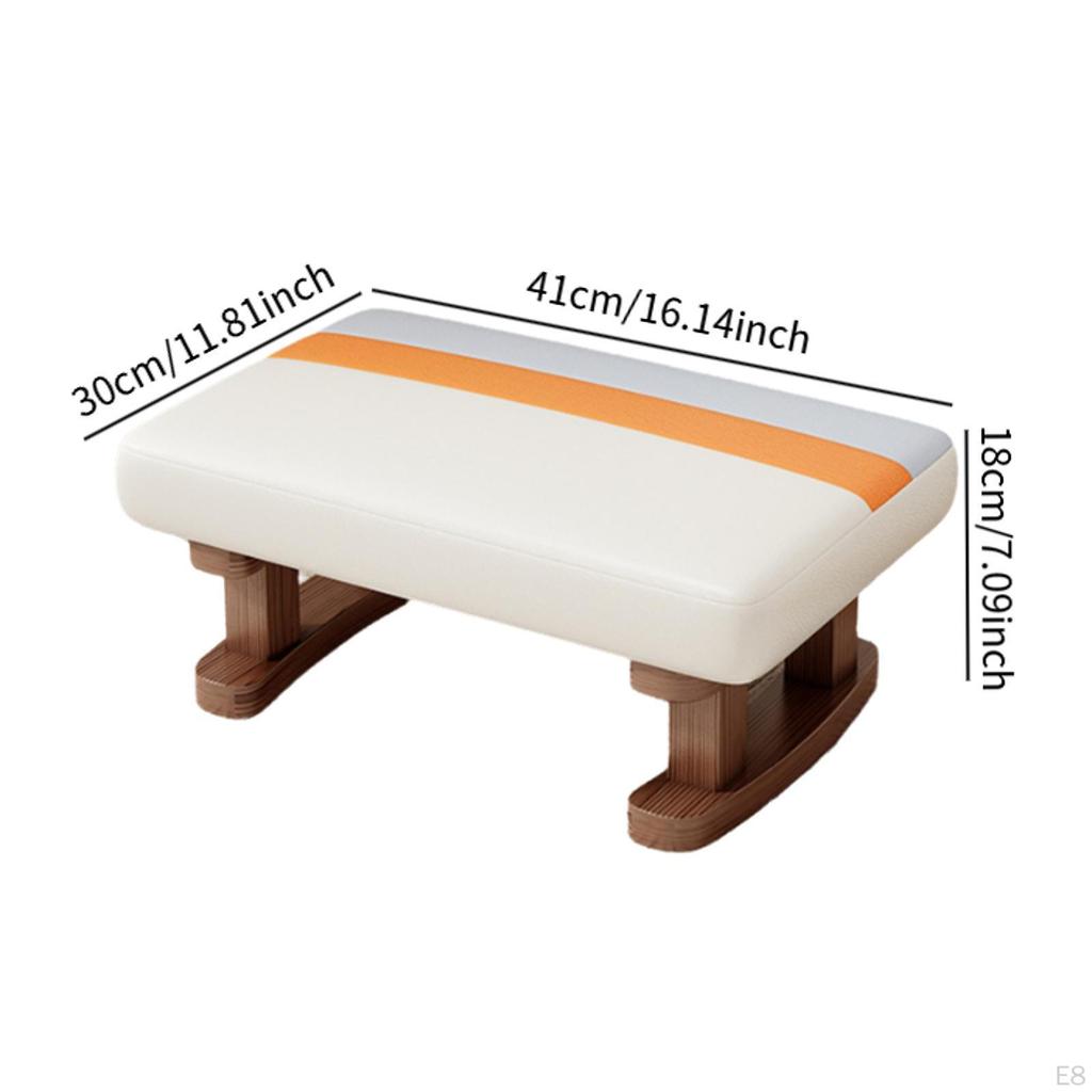 Foot Rest with Wooden Legs Rectangle Step Stool Padded Small Ottoman for Couch
