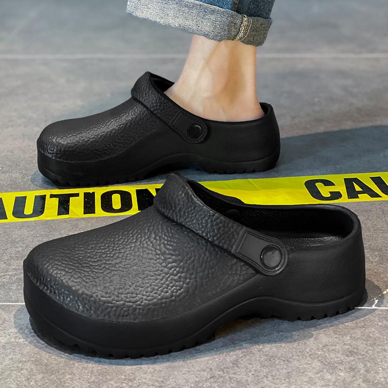 Men's EVA Chef Shoes Sandals Summer Large Black Kitchen Anti-Slip Work Shoes Waterproof Oil-Repellent Kitchen Shoes
