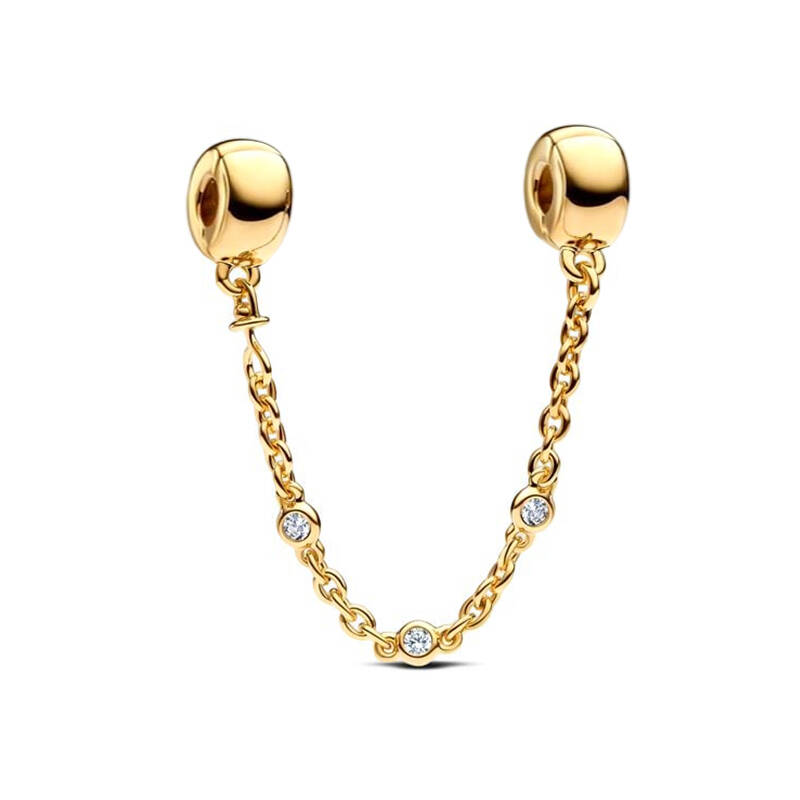 New Golden Fine Sparkling Clip Collection Charm Bead Charms Safety Chain Clip Flower Heart Clip Compatible With Authentic Bracelets Do It Yourself J