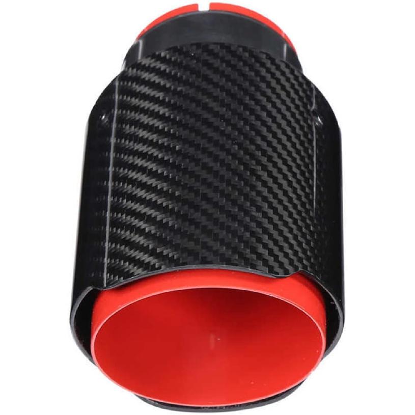 

Universal Exhaust Tip Tail Throat Glossy Carbon Fiber Red Pipe Straight 2.5in Inlet 3.5in Single Outlet Exhaust Pipe End