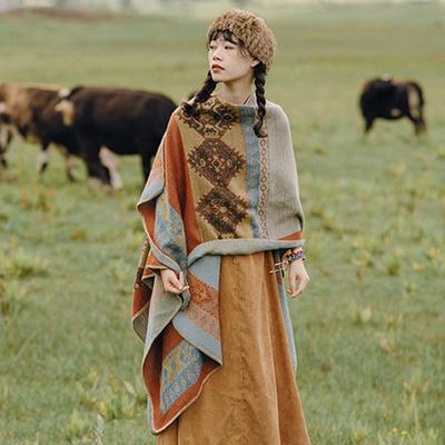 Damen-Schal mit Patchwork-Druck, Kaschmir-Haptik, Reise-Flugzeugdecke, Poncho, Umhang, weich, warm, bequem, lässig, stilvoll, vielseitiger Schal für Herbst und Winter