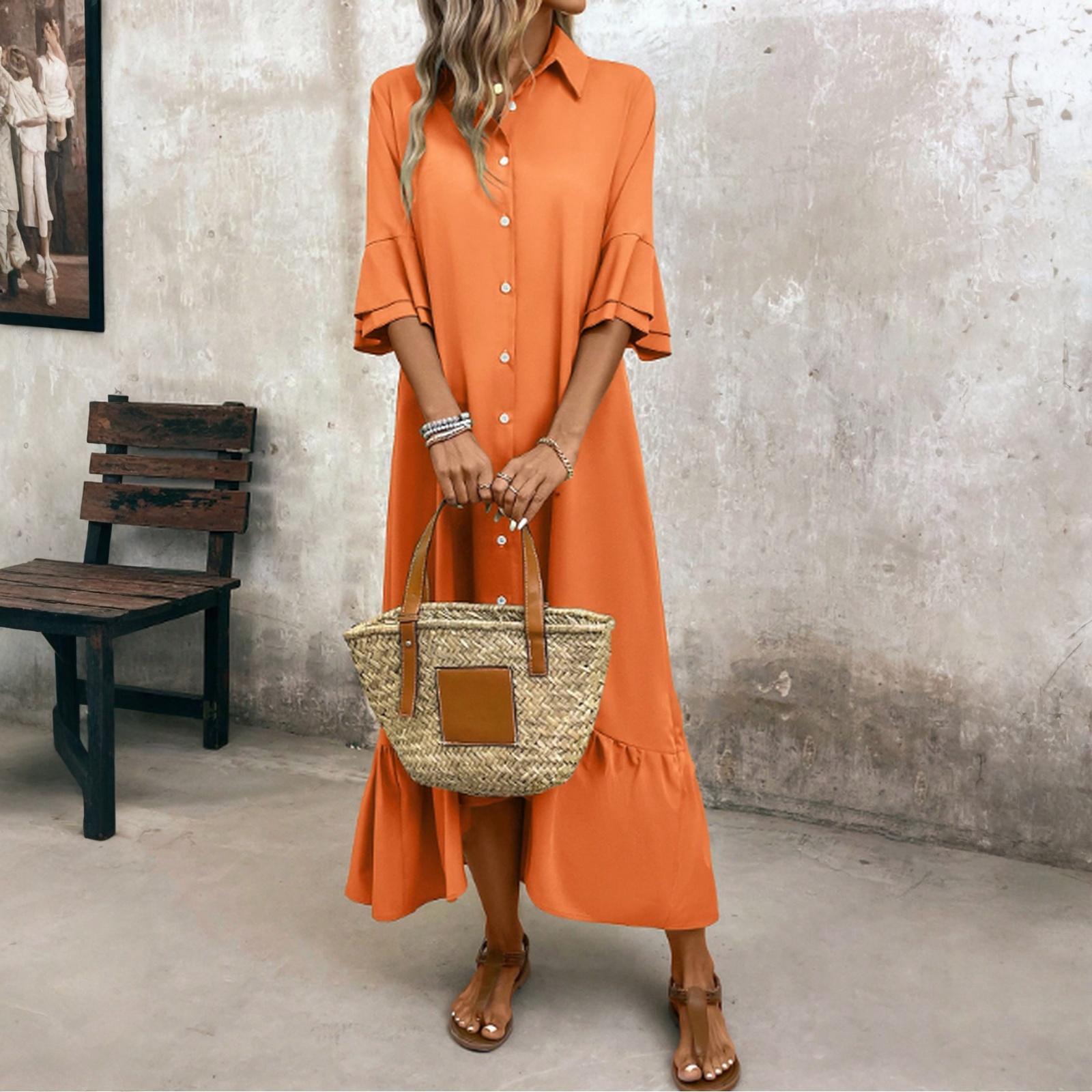 

Женское осеннее платье макси с рукавом 3/4, V-образным вырезом, ажурной перфорацией, А-силуэта, длинное, повседневное, для вечеринки XL