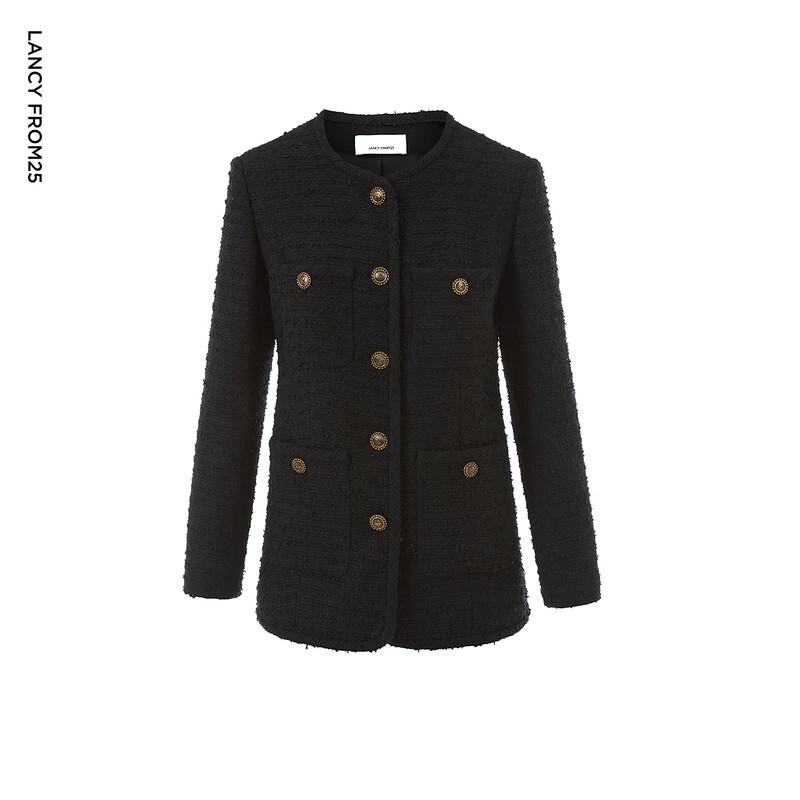 LANCY Women's Stylish Retro Textured Cropped Jacket