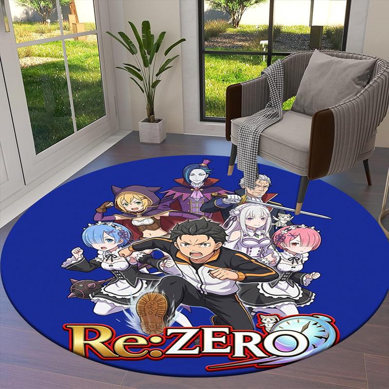 Re Zero Round Area Rug Carpet Rug For Living Room Bedroom Sofa Playroom Decor Nonslip Floor Mat