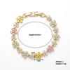 Trendy 14K Real Gold Plated Multi Color Zircon Link Chain Bracelet Delicate Ladies Bling Wrist Jewelry  in Stock