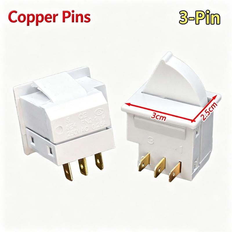 Fridge Door Lamp Switches Part White Housing 250VAC 0.25A 2 Pack for Kitchen Refrigerator Service and Daily Repair