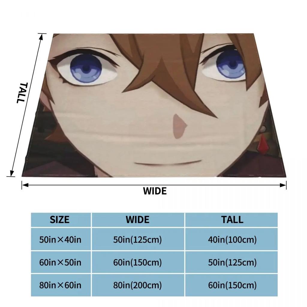Childe Hutao Tartaglia Genshin Impact Blanket Acg Anime Flannel Funny Warm Throw Blanket for Chair Covering Sofa Autumn/Winter