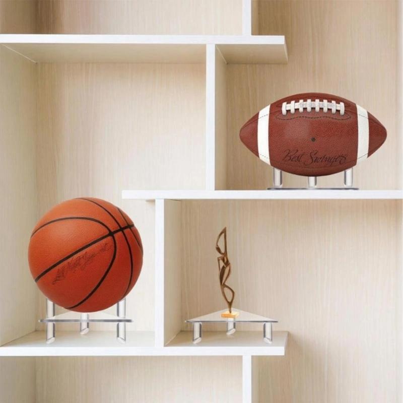 Triangular Acrylic Display Ball Stand Thickened Soccer Volleyball Holder Ball Storage Rack for Basketball Display