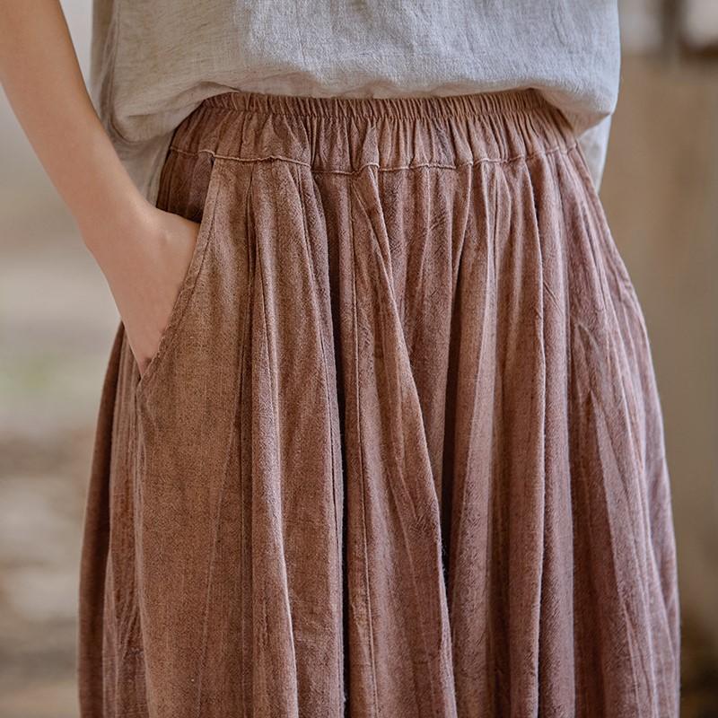 Johnature Women Vintage Wide Leg Pants Elastic Waist Solid Color Trousers Summer Loose Casual Female Pants