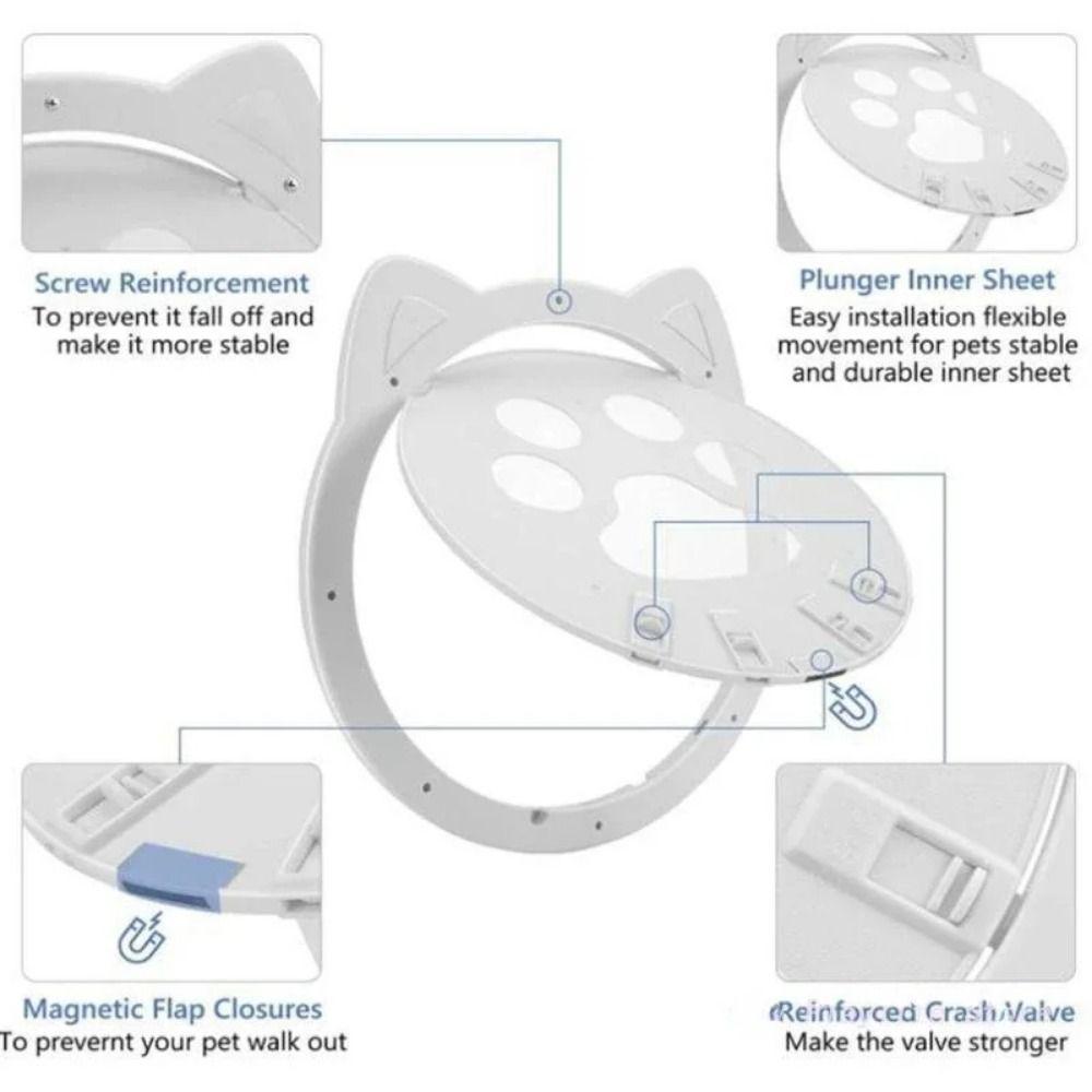 4 Ways Locking Flap Cat Door Sturdy Construction Cats Window Gate Cute Pet Screen Door  Small Pets