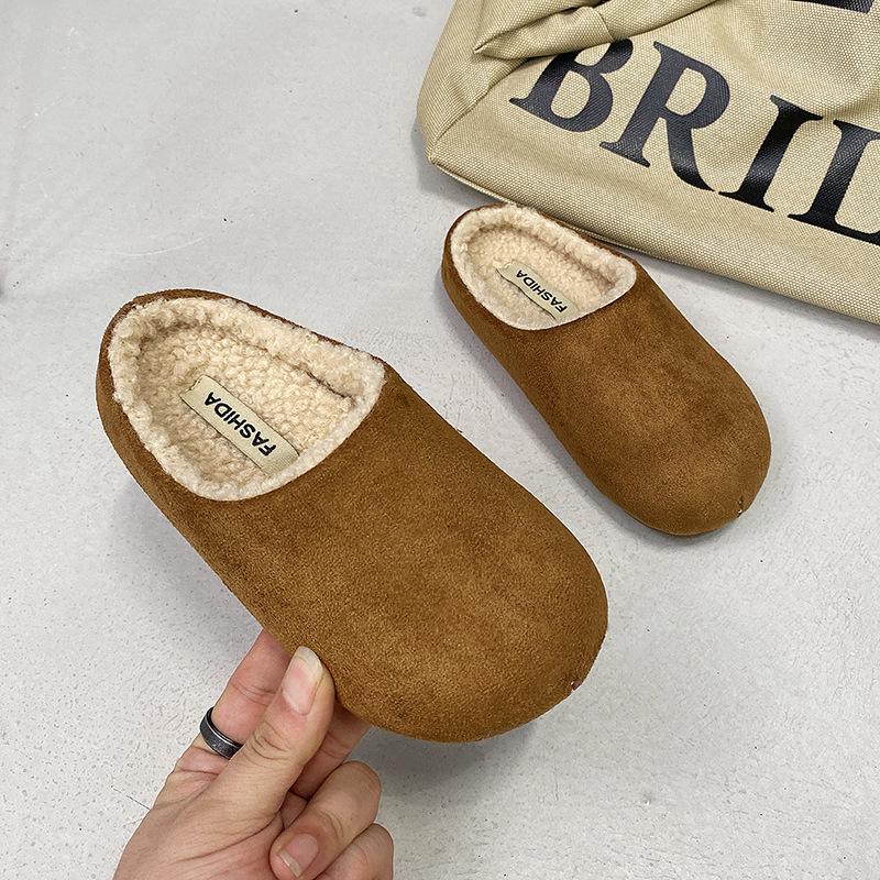 2025 Kids' Autumn/Winter Retro Cartoon Birkenstock Fur Slippers: Korean Style, Versatile & Fashionable for Outdoor Use.