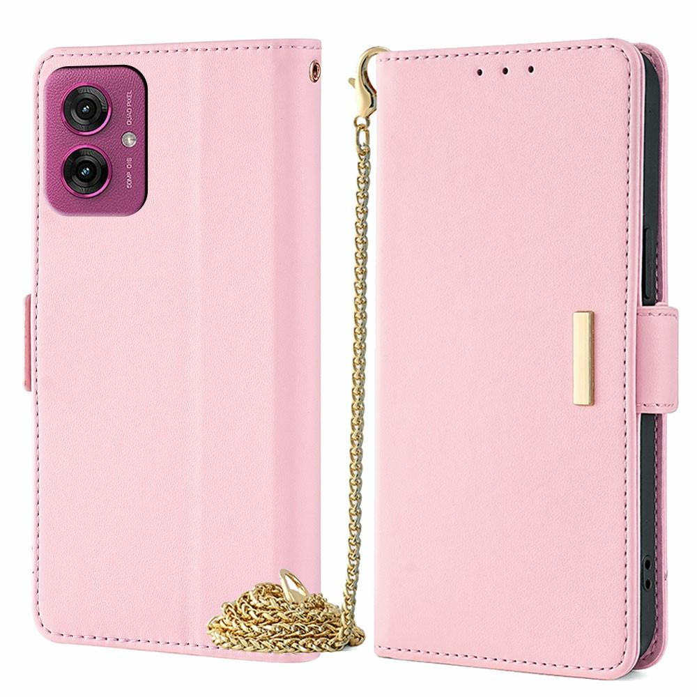 For Motorola Moto G55 5G Case PU Leather Wallet Stand Phone Cover with Crossbody Shoulder Strap