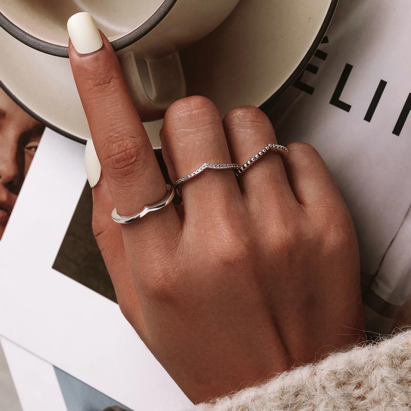 WOSTU Hot 100% 925 Sterling Silver Shimmering Wish Stackable Finger Ring For Women Fashion Original Jewelry Gift XCH7649
