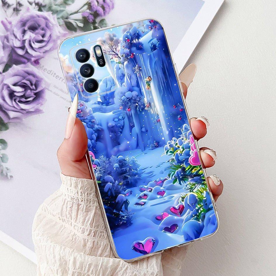 Für OPPO Reno 6 6Z 5G Hülle CPH2237 CPH2251 Cover Mode Blume Weiches Silikon Stoßfänger auf OPPO Reno6 Pro CPH2249 Reno6 CPH2235 Kappe