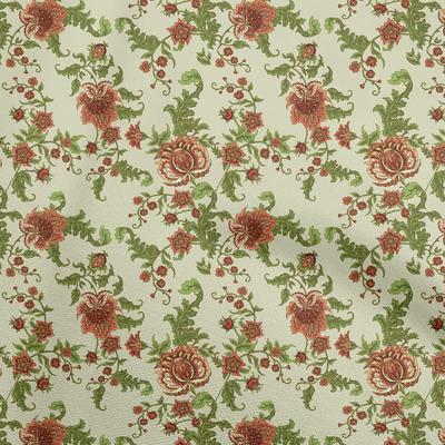 Cotton Flex Light Green Fabric Floral  Sewing Fabric By The Yard Printed Diy Clothing Sewing Supplies 40 Inch