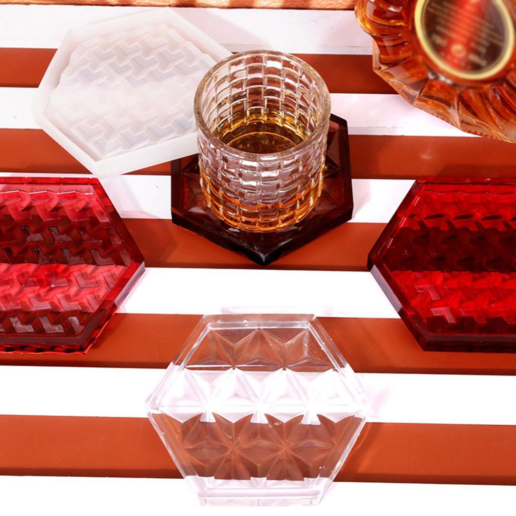 Kristall-Epoxid-geometrische Sechseck-Untersetzer-Spiegel-Silikonform, Schalen-/Tablettform zum Gießen mit Harz, Beton, Zement