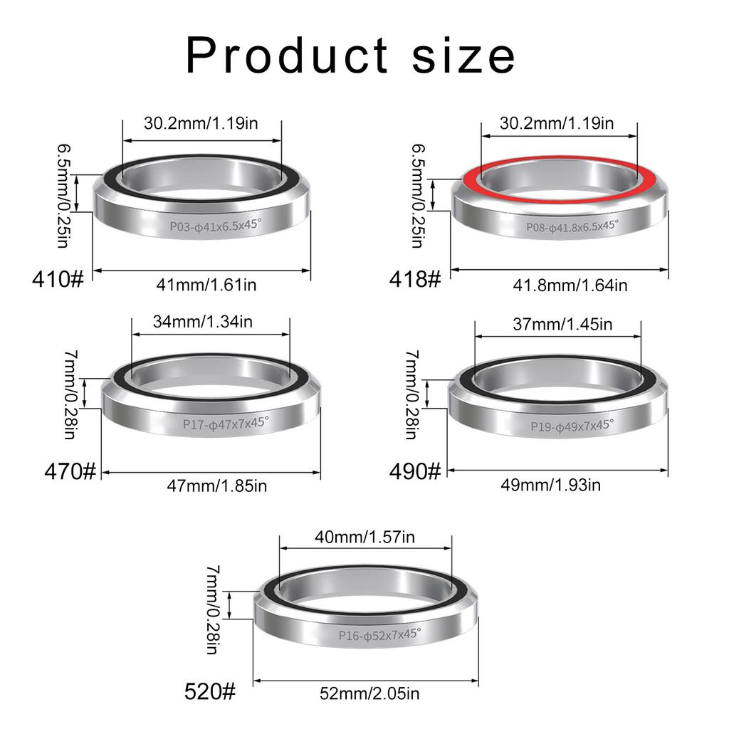 Heavy Duties Bearing Headsets Angulars Contact Bearing 41/41.8/47/49/52mm Road Bike Headsets Bearings Easy To Install