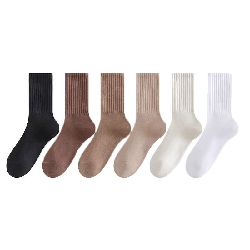 5 Pairs of Simple and Versatile Socks for Women, Antibacterial and Deodorizing Long Socks, Sports Sweat-absorbing White Cute Autumn Mid-length Socks