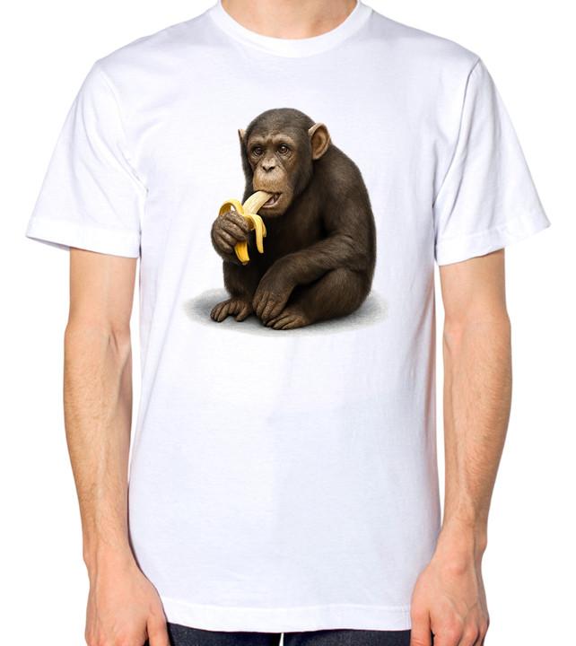 Chimpanzee Monkey Eating A Banana Unisex T-Shirt 3XL