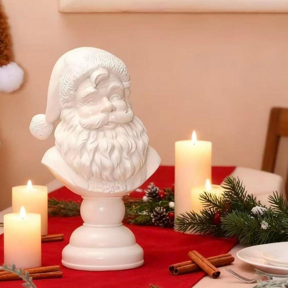 Resin Christmas Figurine Festival Decor Santa Head Bust High Quality Santa Bust Statue