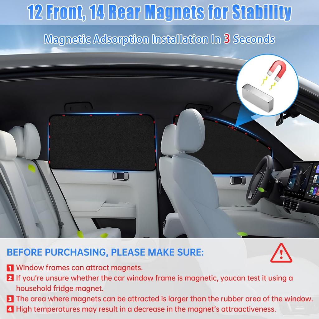 ZATOOTO Suede Car Window Shades 4PCS - Car Window Covers For Ultimate Privacy, UV Protection, And Heat Ulation, Sun Shade Perfect For Camping,
