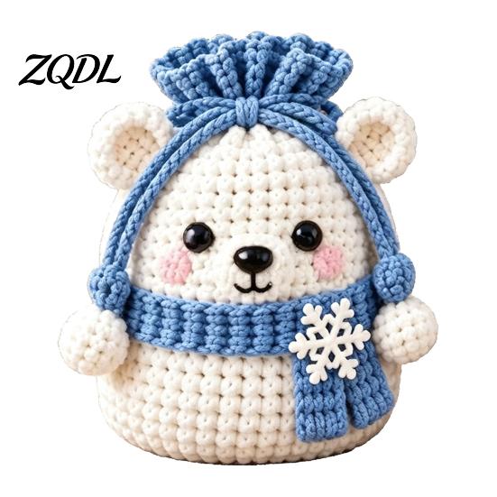 Santa Claus Crochet Pattern Christmas Pouch Kit, DIY Snowman Pouch, Cute Penguin Elk Bear Beginner Friendly Yarn Kit Designs, Storage Bag Craft