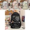 High Capacity Nylon Travel Backpack With Letter Pattern And Cute Bunny Head Charms For Teens And Adults