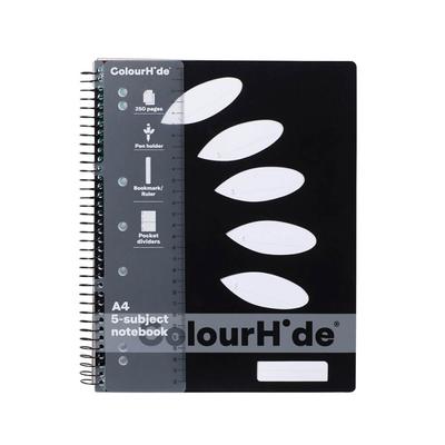 Colourhide 5-vaks notitieboek A4 Zwart (250 pagina's)